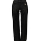 Black Cotton Stretch Straight Denim Jeans