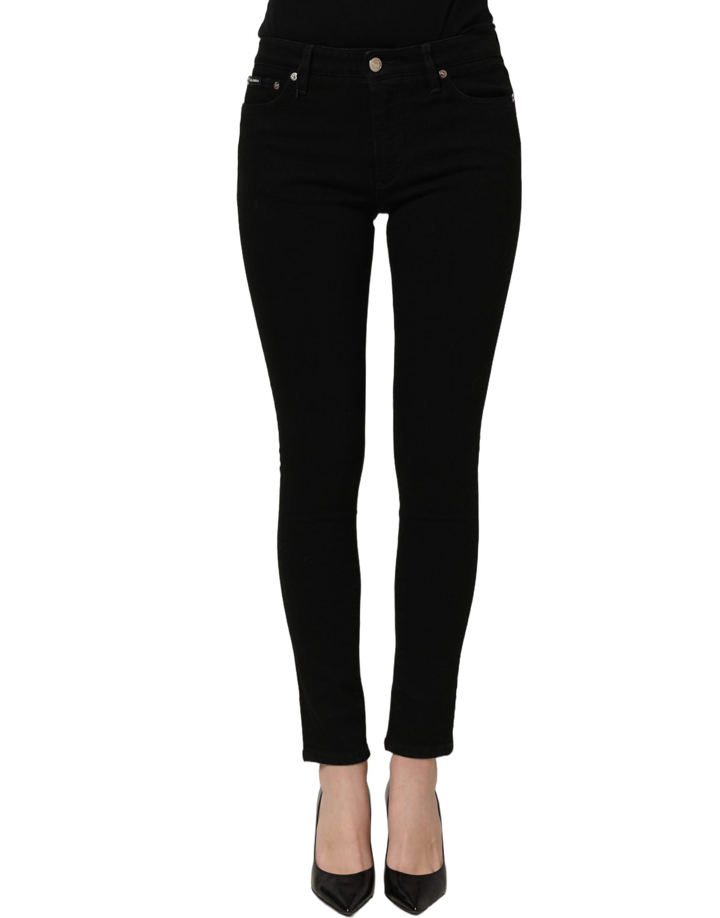 Black Cotton Stretch Skinny Denim Jeans