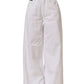 White Cotton Stretch Wide Leg Denim Jeans