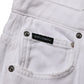 White Cotton Stretch Wide Leg Denim Jeans