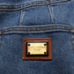 Dark Blue Cotton Stretch Tapered Denim Jeans