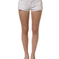 White Cotton Low Rise Denim Hot Pants Shorts