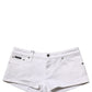 White Cotton Low Rise Denim Hot Pants Shorts
