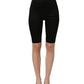 Black Nylon HighWaist Elastic Waistband Shorts