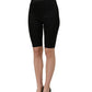 Black Nylon HighWaist Elastic Waistband Shorts