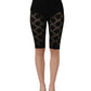 Black High Waist Sheer Floral Lace Shorts