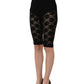 Black High Waist Sheer Floral Lace Shorts
