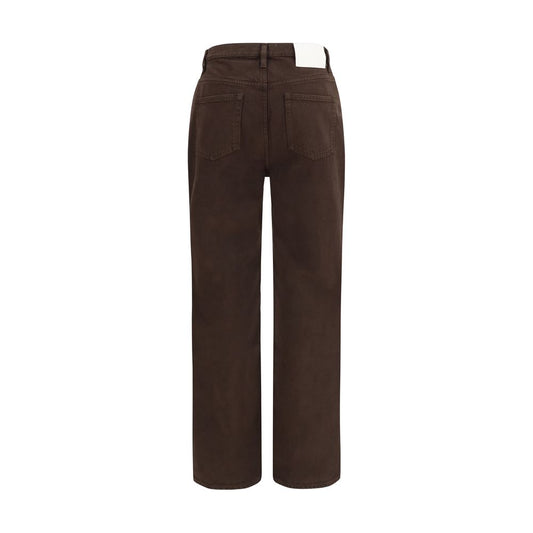 Brown Cotton Straight-Leg Jeans