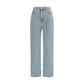 Blue Cotton Straight-Leg Jeans