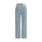 Blue Cotton Straight-Leg Jeans