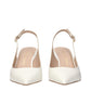 Beige Leather High Heel Pumps