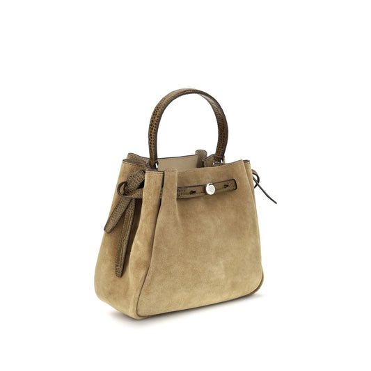 Beige Suede Leather Backet Bag