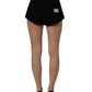 Dark Gray Cotton Mid Rise Denim Hot Pants Shorts