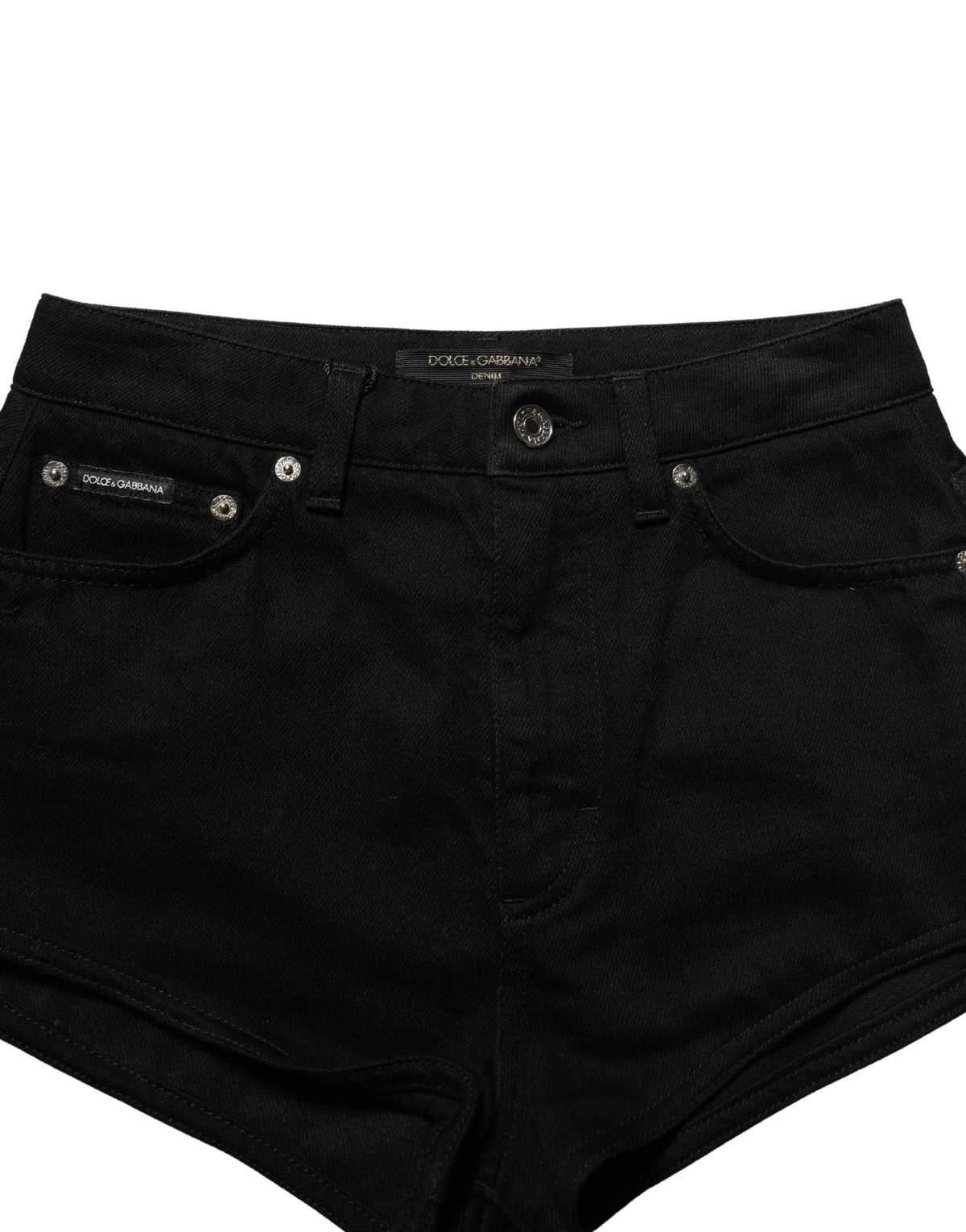 Dark Gray Cotton Mid Rise Denim Hot Pants Shorts