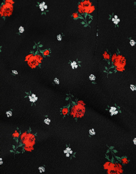 Black Floral High Rise Women Hot Pants Shorts