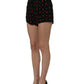 Black Floral High Rise Women Hot Pants Shorts