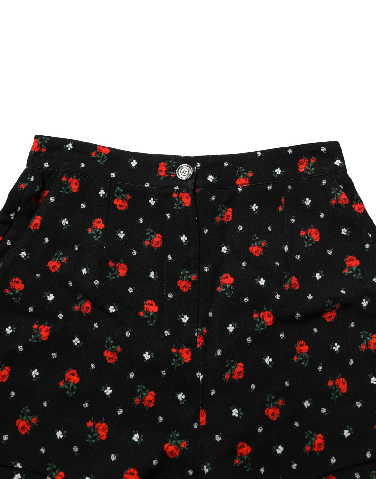 Black Floral High Rise Women Hot Pants Shorts