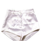 White Satin High Rise Women Hot Pants Shorts