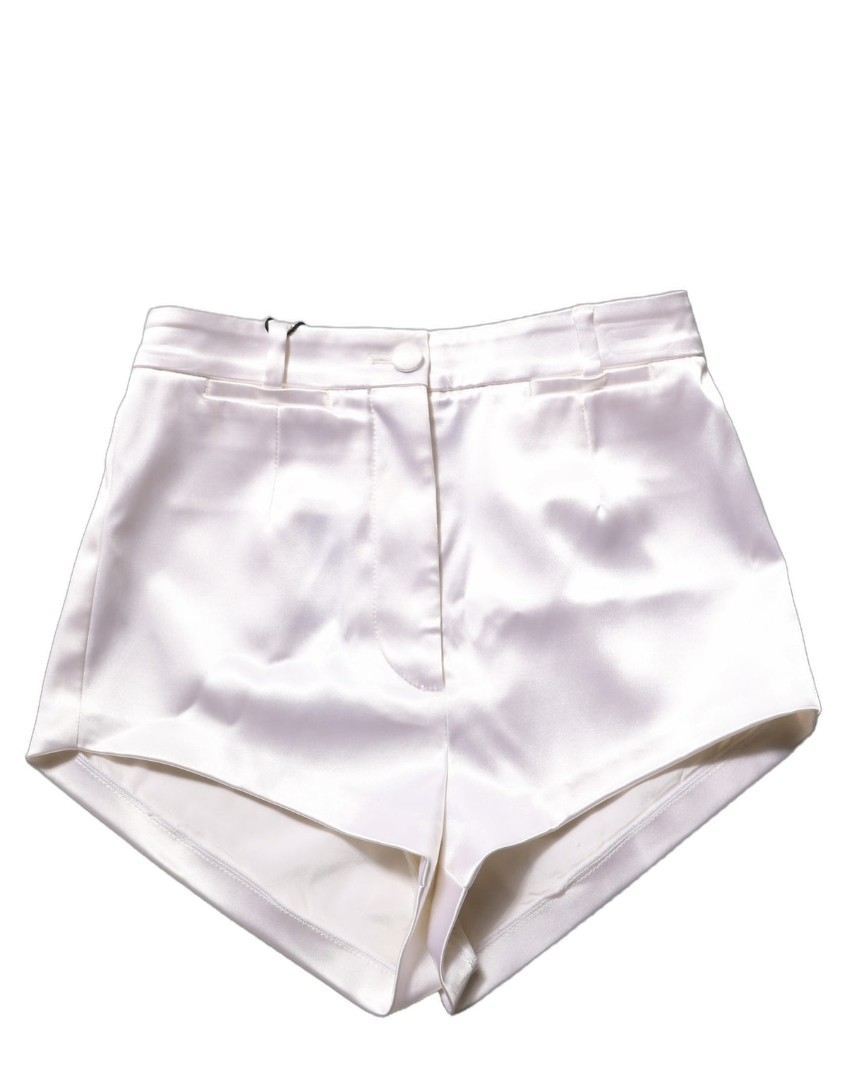 White Satin High Rise Women Hot Pants Shorts