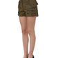 Green Cotton Mid Rise Cargo Hot Pants Shorts