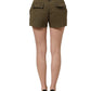 Green Cotton Mid Rise Cargo Hot Pants Shorts