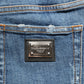 Blue Cotton High Rise Denim Hot Pants Shorts