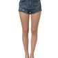 Blue Cotton High Rise Denim Hot Pants Shorts