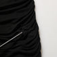 Black Viscose Mid Waist A-line Mini Skirt