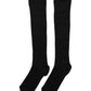 Black Wool Knit Calf Long Women Accessory Socks