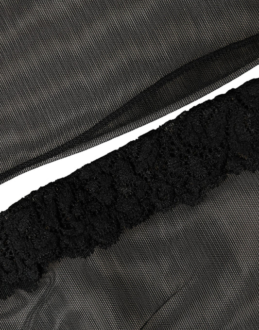 Black Nylon Mesh Sheer Calf Long Accessory Socks