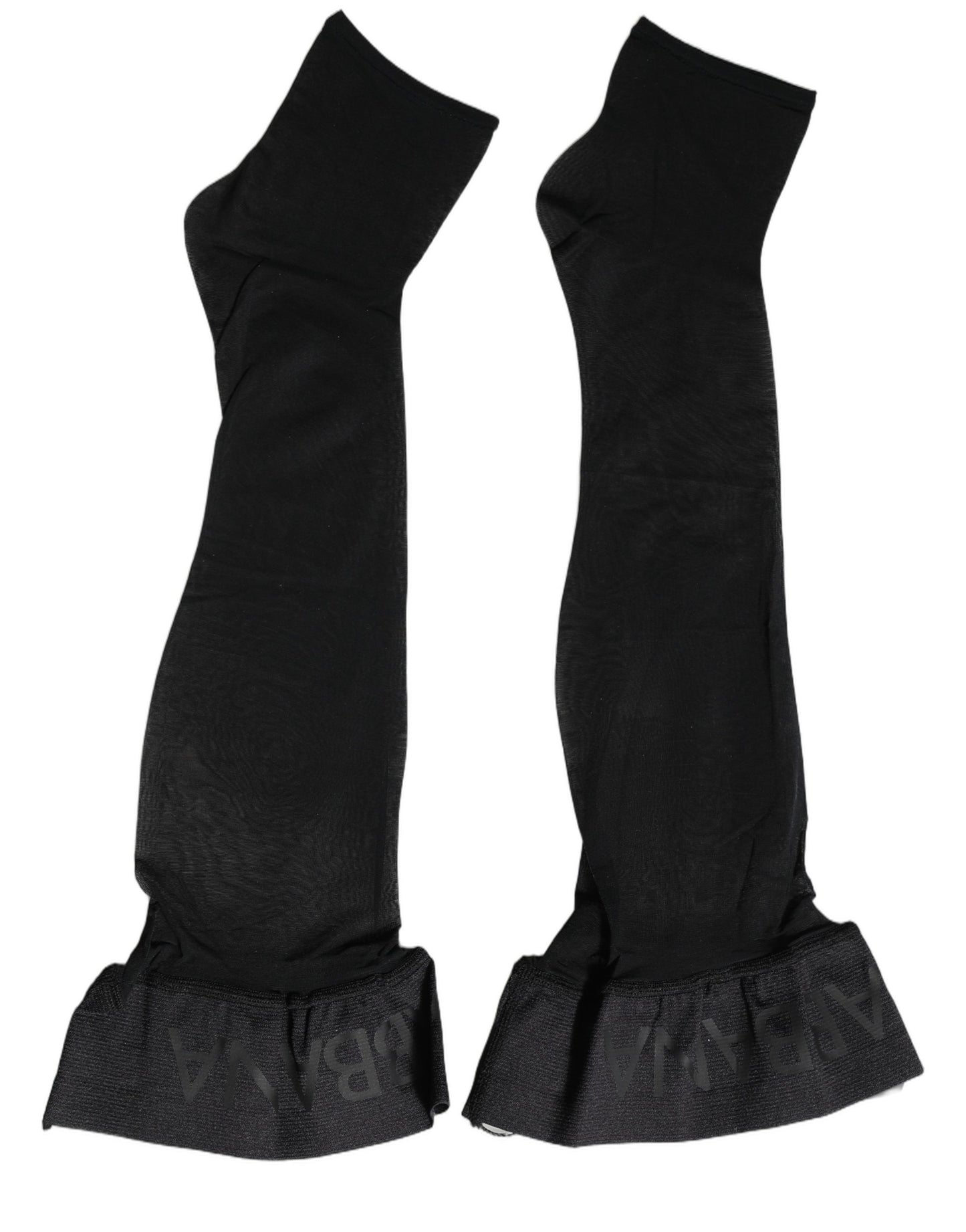 Black Nylon Logo Calf Long Women Accessory Socks