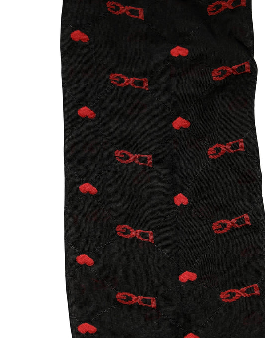 Black Nylon Hearts Tights Stocking Pantyhose Socks