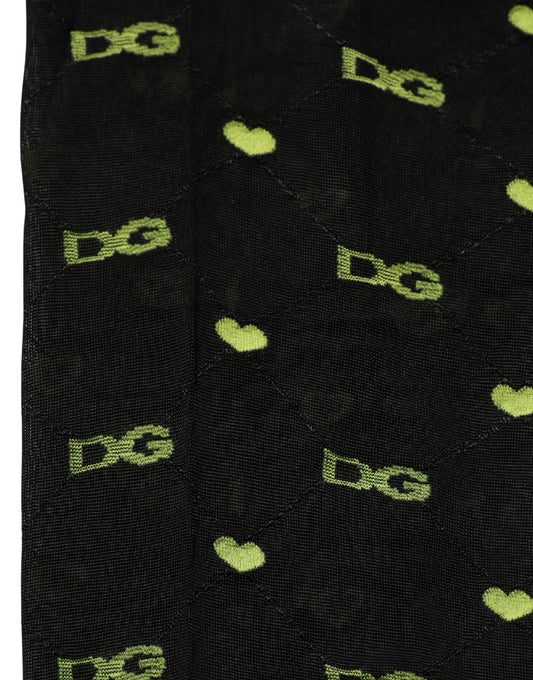 Black Green Nylon Logo Tights Stocking Pantyhose Socks