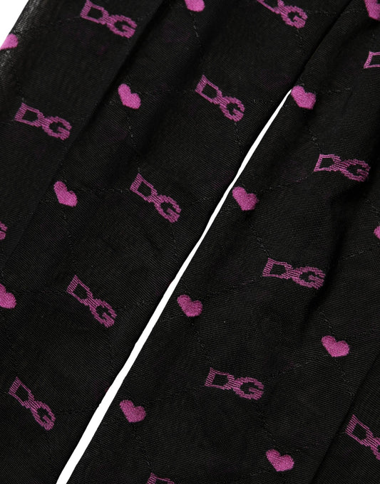 Black Nylon Hearts Tights Stocking Pantyhose Socks