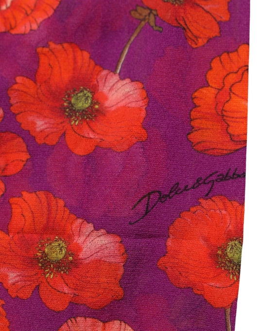 Purple Nylon Floral Print Tights Stockings Socks