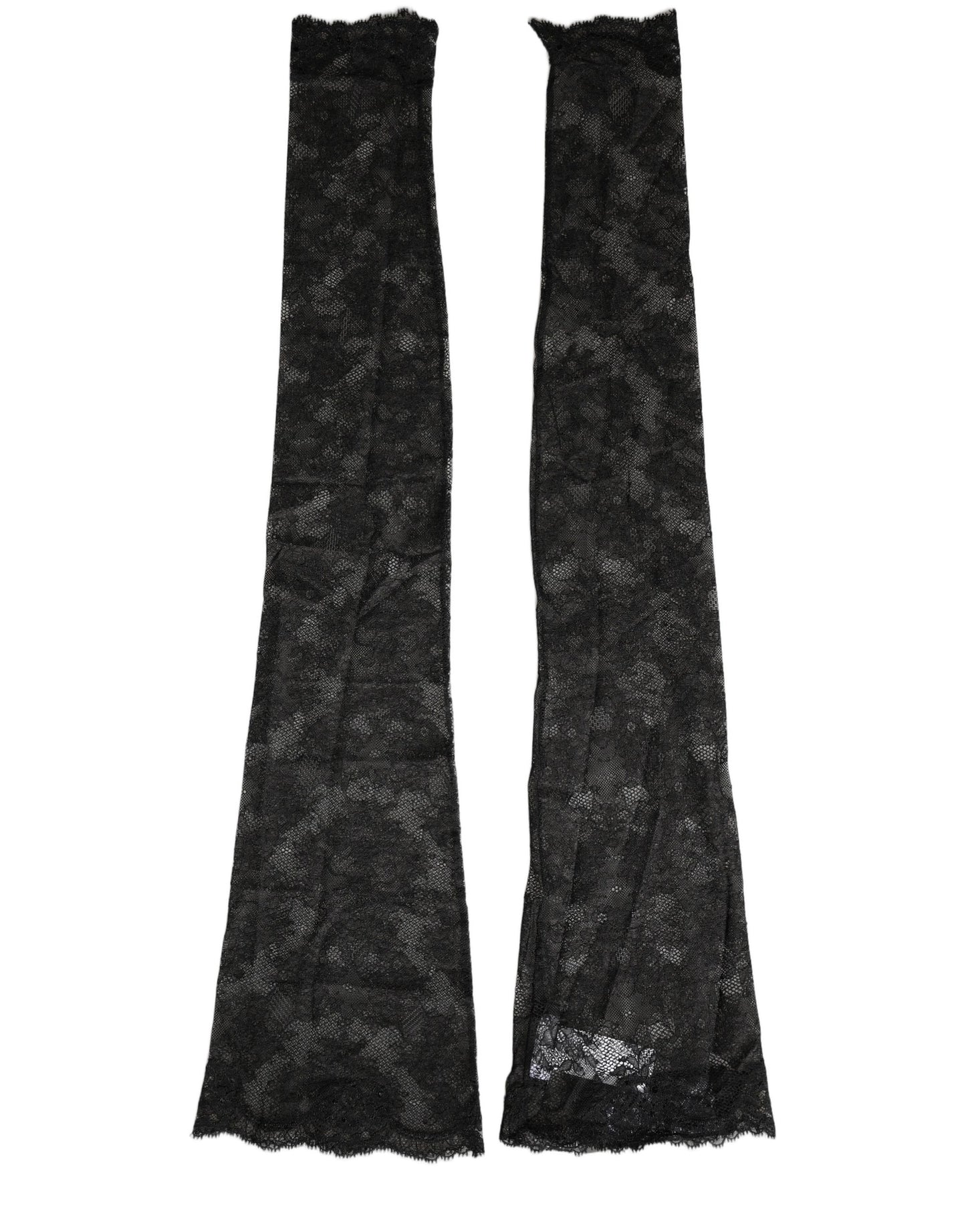 Black Floral Lace Nylon Stretch Knee High Socks