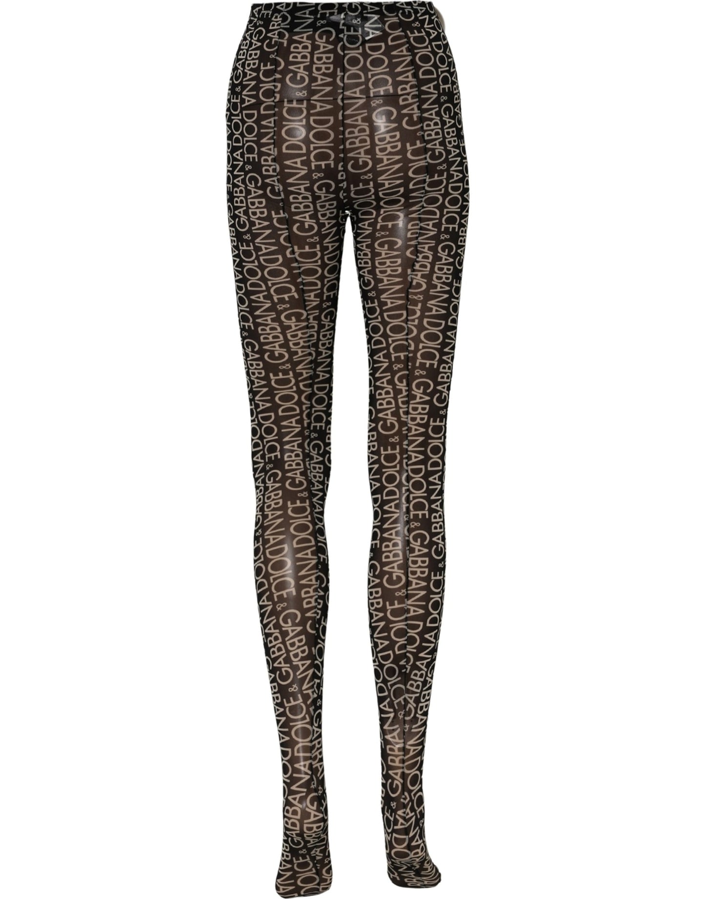 Black White All Over Print Sheer Stretch Tights Socks