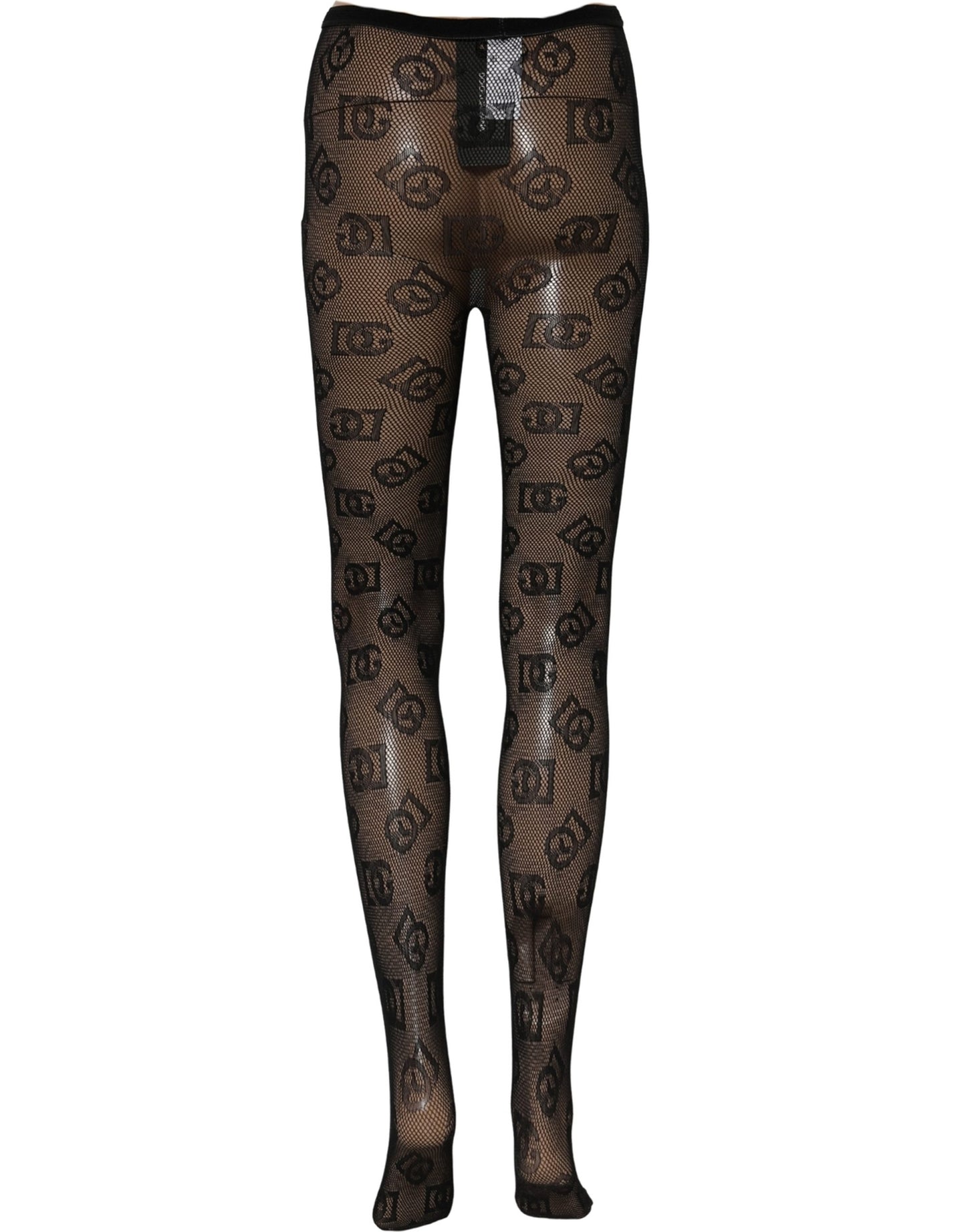 Black All Over Print Sheer Stretch Tights Socks