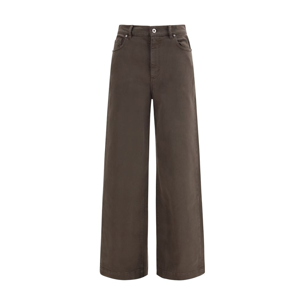 Brown Cotton Casual Pants