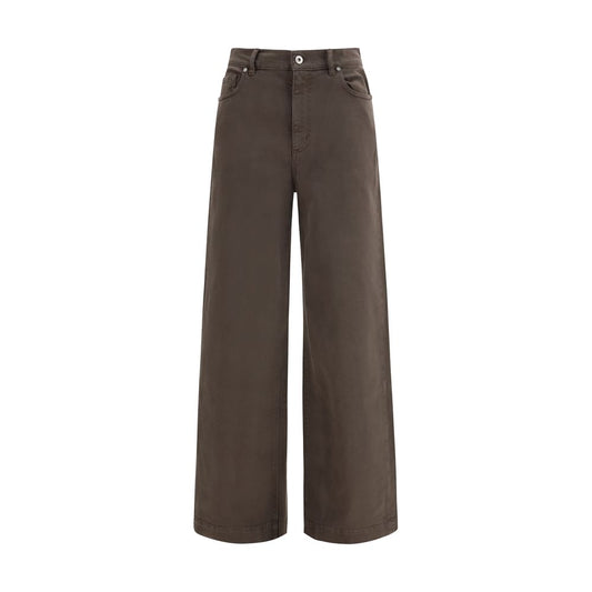 Brown Cotton Casual Pants