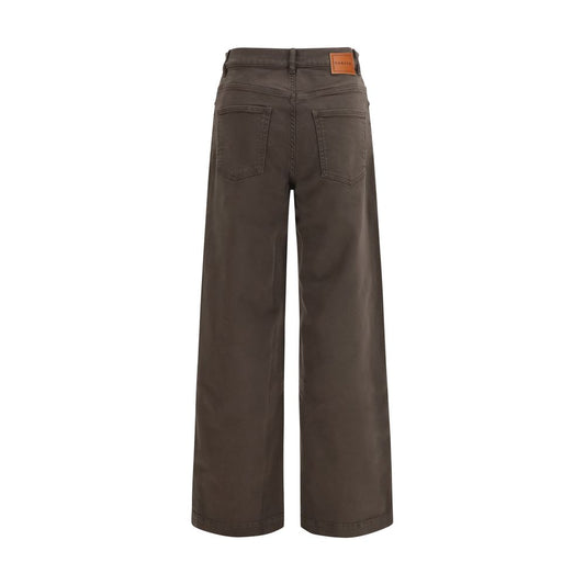 Brown Cotton Casual Pants
