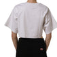White Graphic Cotton Jersey Cropped T-shirt
