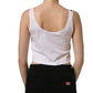 White Cotton Sleeveless Cropped Tank Top