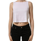 White Cotton Sleeveless Cropped Tank Top