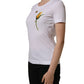 White Cotton Rose Patch Crew Neck T-shirt