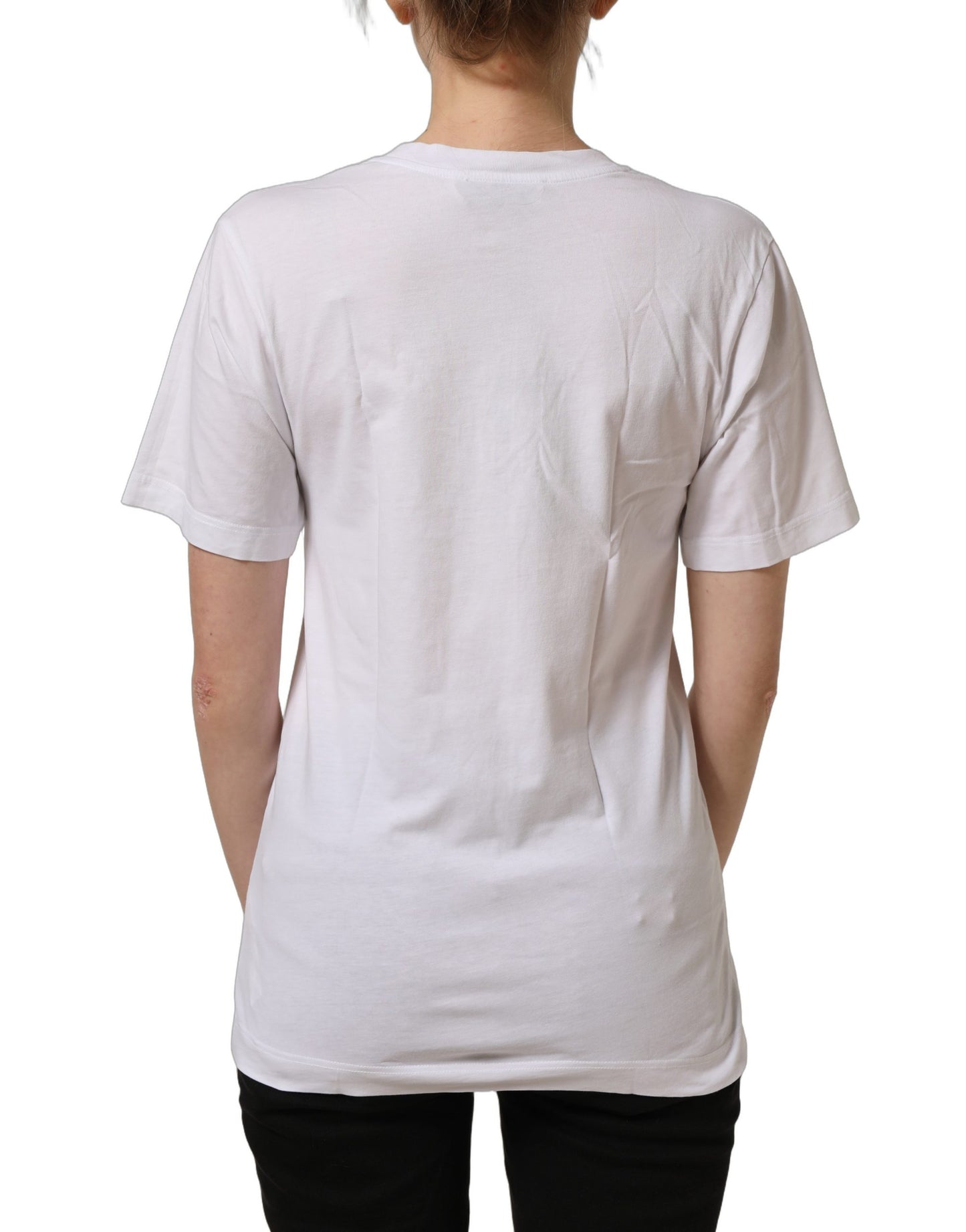 White Cotton Gold DG Logo V-Neck T-shirt