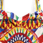 Multicolor Silk Carretto Print Cropped Tank Top