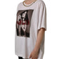 White Printed Jeweled Round Neck T-shirt