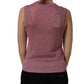 Pink Sheer Mesh Crew Neck Sleeveless Tank Top