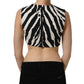 Black White Zebra Sleeveless Cropped Tank Top